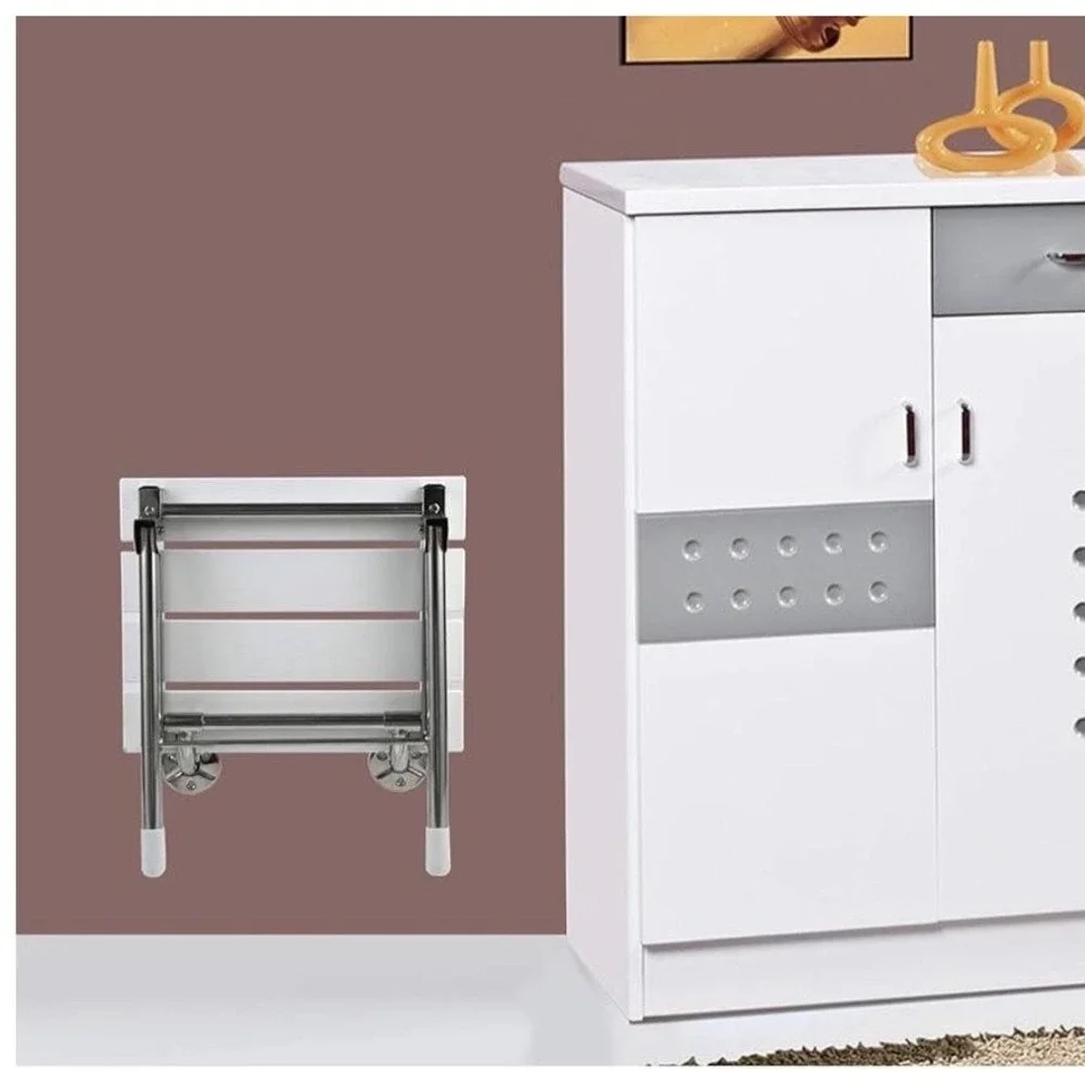 JCWANGDEFU Folding Wall-Mounted Shower Seat White 350 Lb Capacity Adjustable‎